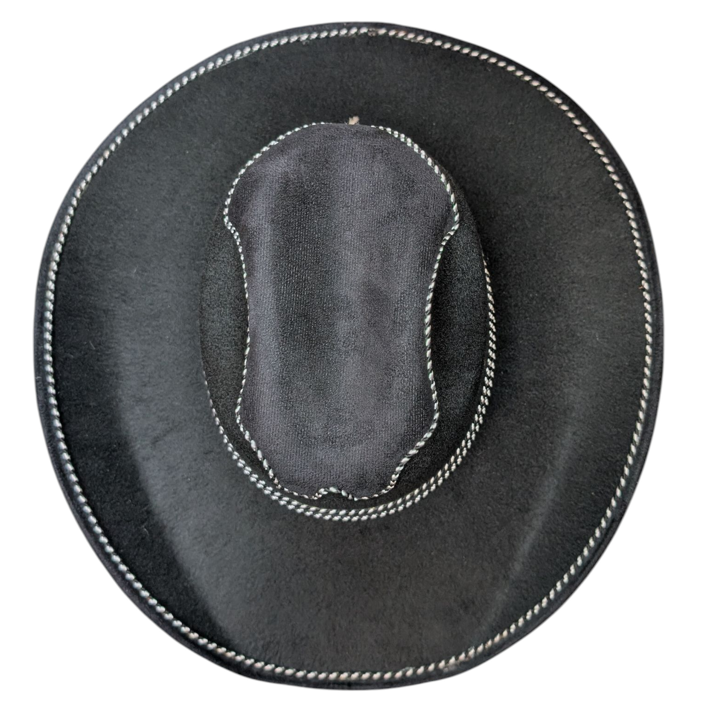 Black Felt Cowboy Hat w/ White & Black Accented Stitching