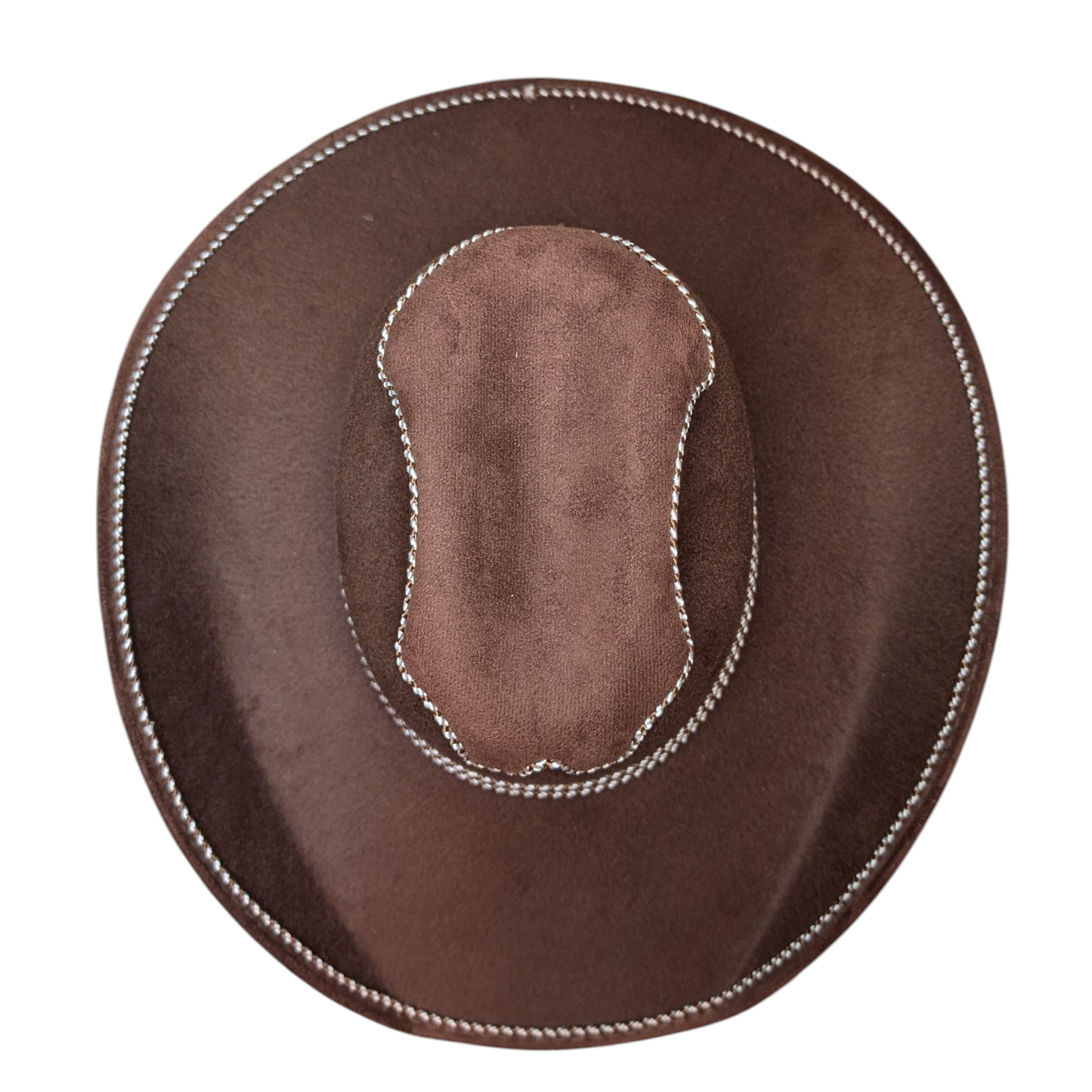 Brown Felt Cowboy Hat w/ White & Brown Accented Stitching