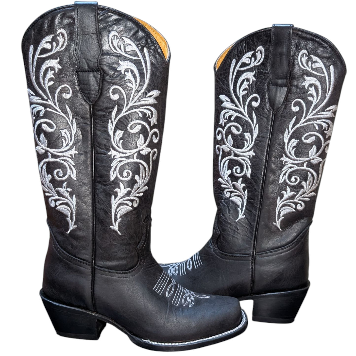 Women's Boots (0089) -  15.5" Black Leather Boot w/ Square Toe