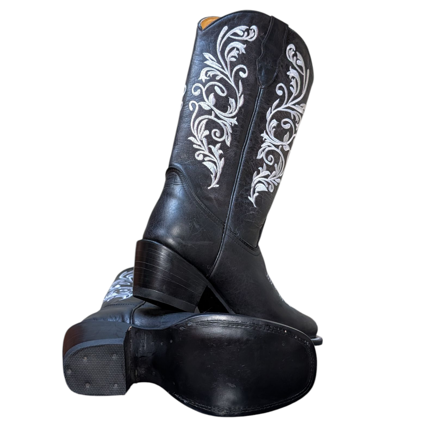 Women's Boots (0089) -  15.5" Black Leather Boot w/ Square Toe