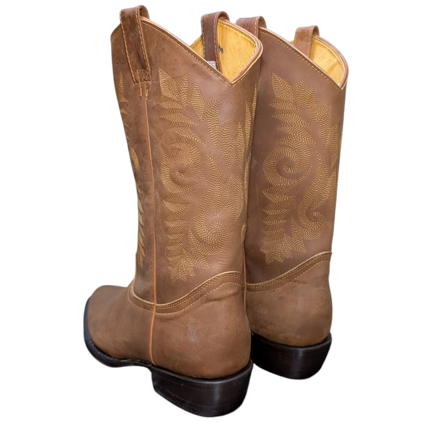 Men's Cowboy Boots (0074) - 14" Light Brown Leather w/ Round Toe