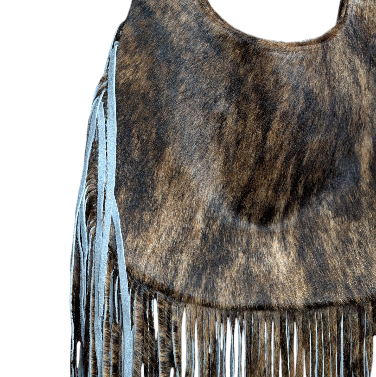 Western Fringe Leather Handbag (0017) - Brown Cowhide