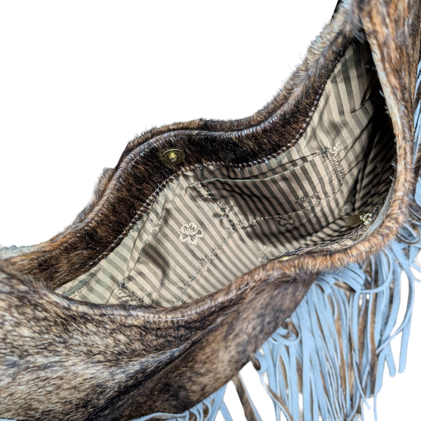 Western Fringe Leather Handbag (0017) - Brown Cowhide