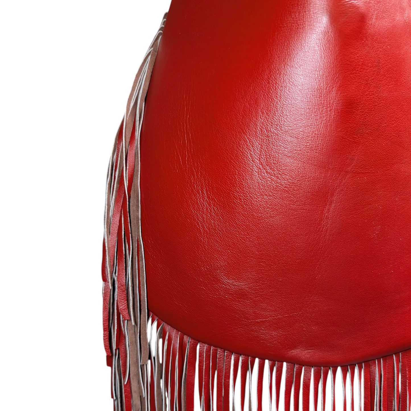 Western Fringe Leather Handbag (0018) - Red Leather