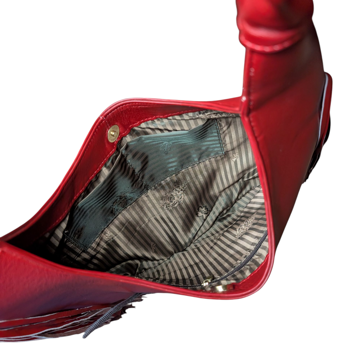 Western Fringe Leather Handbag (0018) - Red Leather