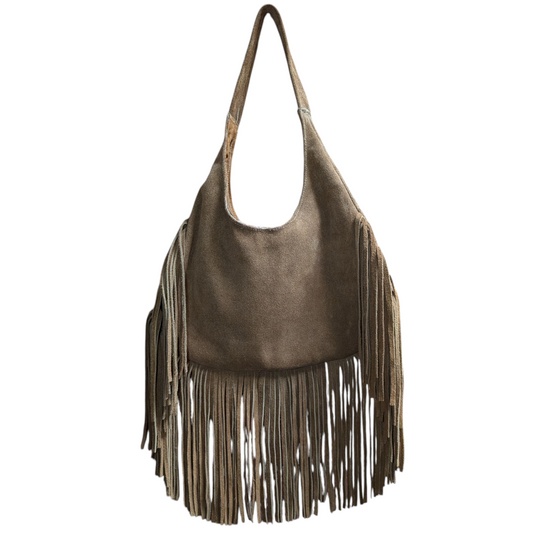 Western Fringe Leather Handbag (0019) - Light Brown