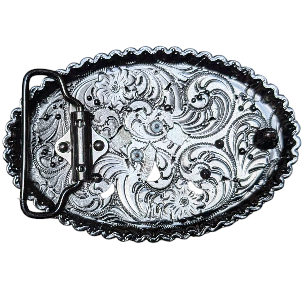 Western Buckle (0046) - Black w/ Horse Head and Rhinestones