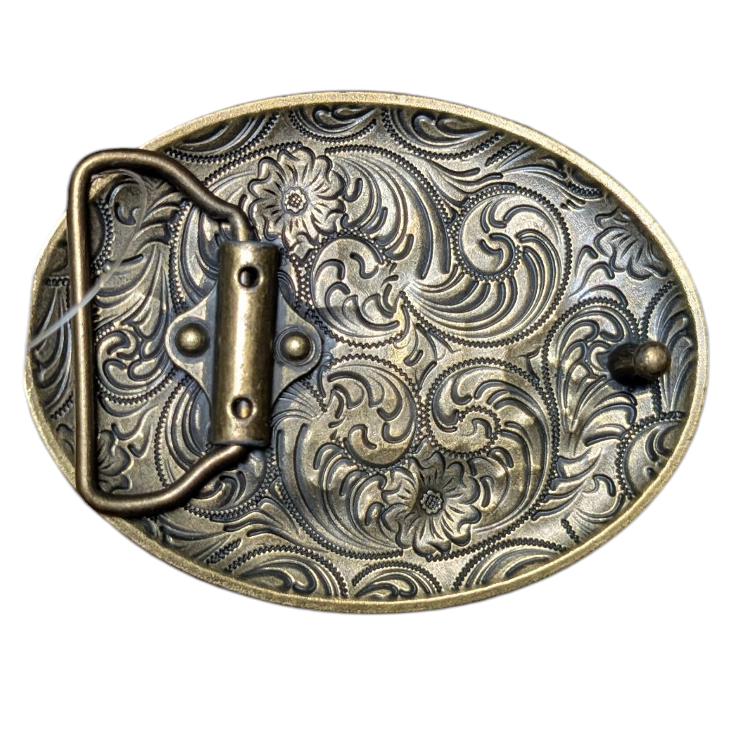 Western Buckle (0049) - Bronze & Gray Oval