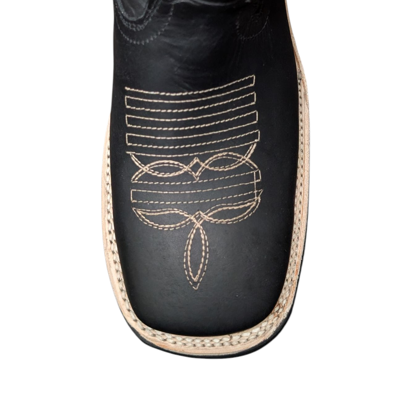 Men's Cowboy Boots (0077) - 11" Square Toe Black Leather w/ Western Stitching