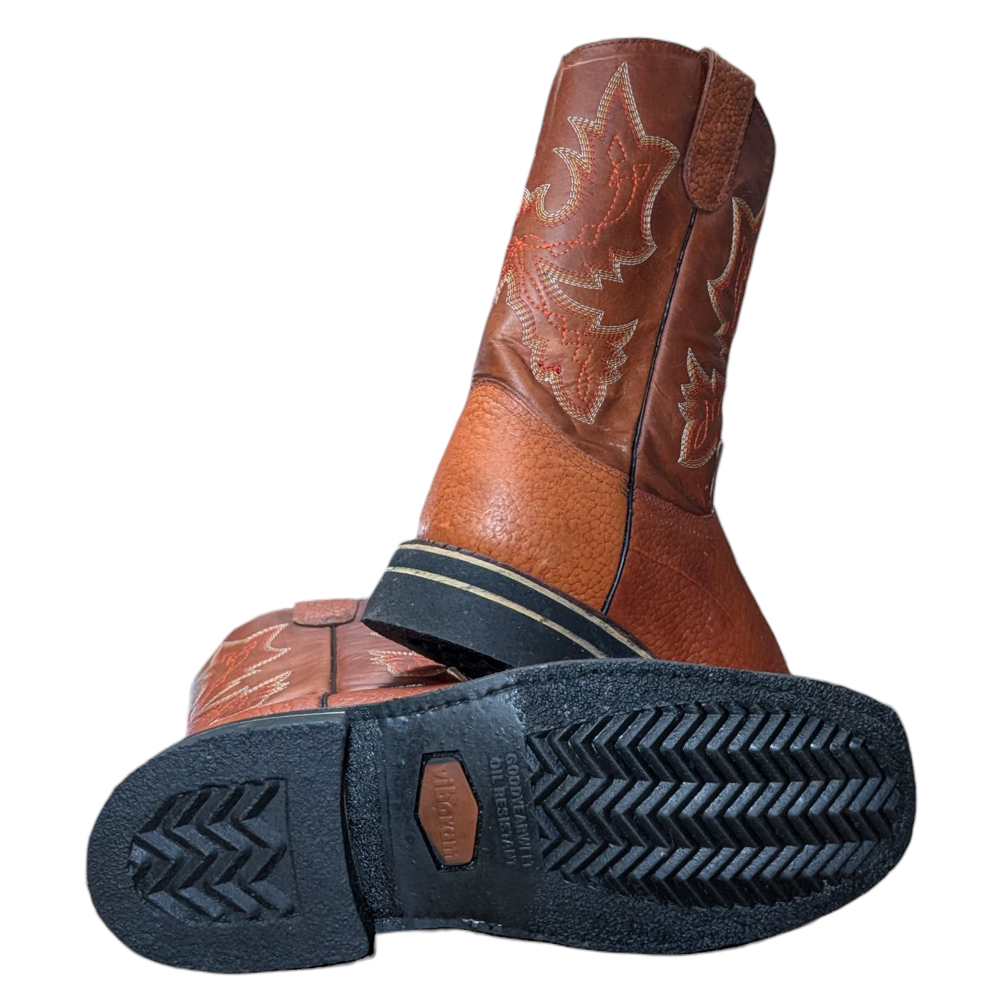 Unisex Cowboy Boots (0084) - 11.5" Textured Rust Orange Leather w/ Rodeo Toe