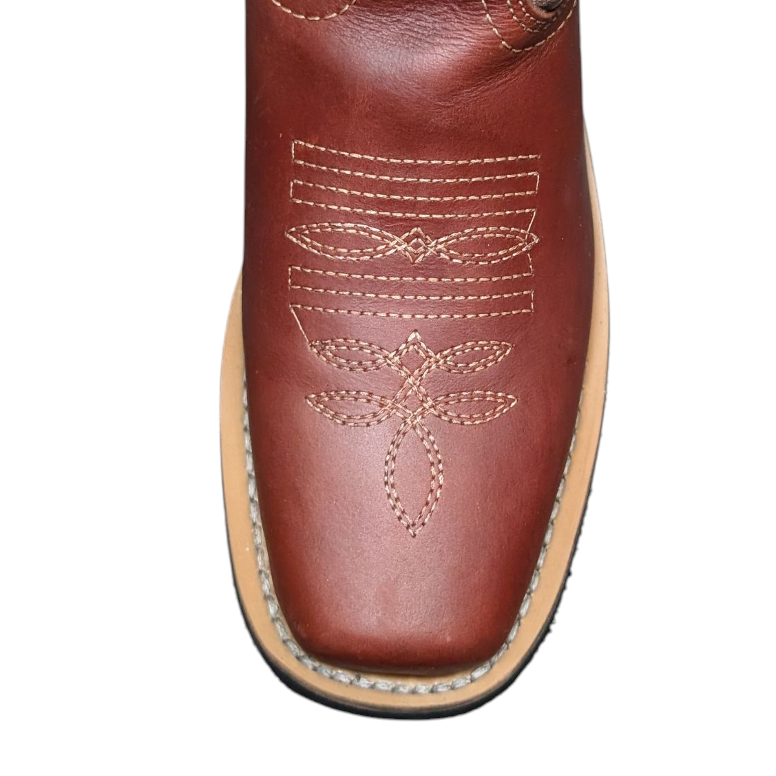 Women's Cowboy Boots (0090) - 12" Square Toe Mahogany Leather w/ Western Stitching