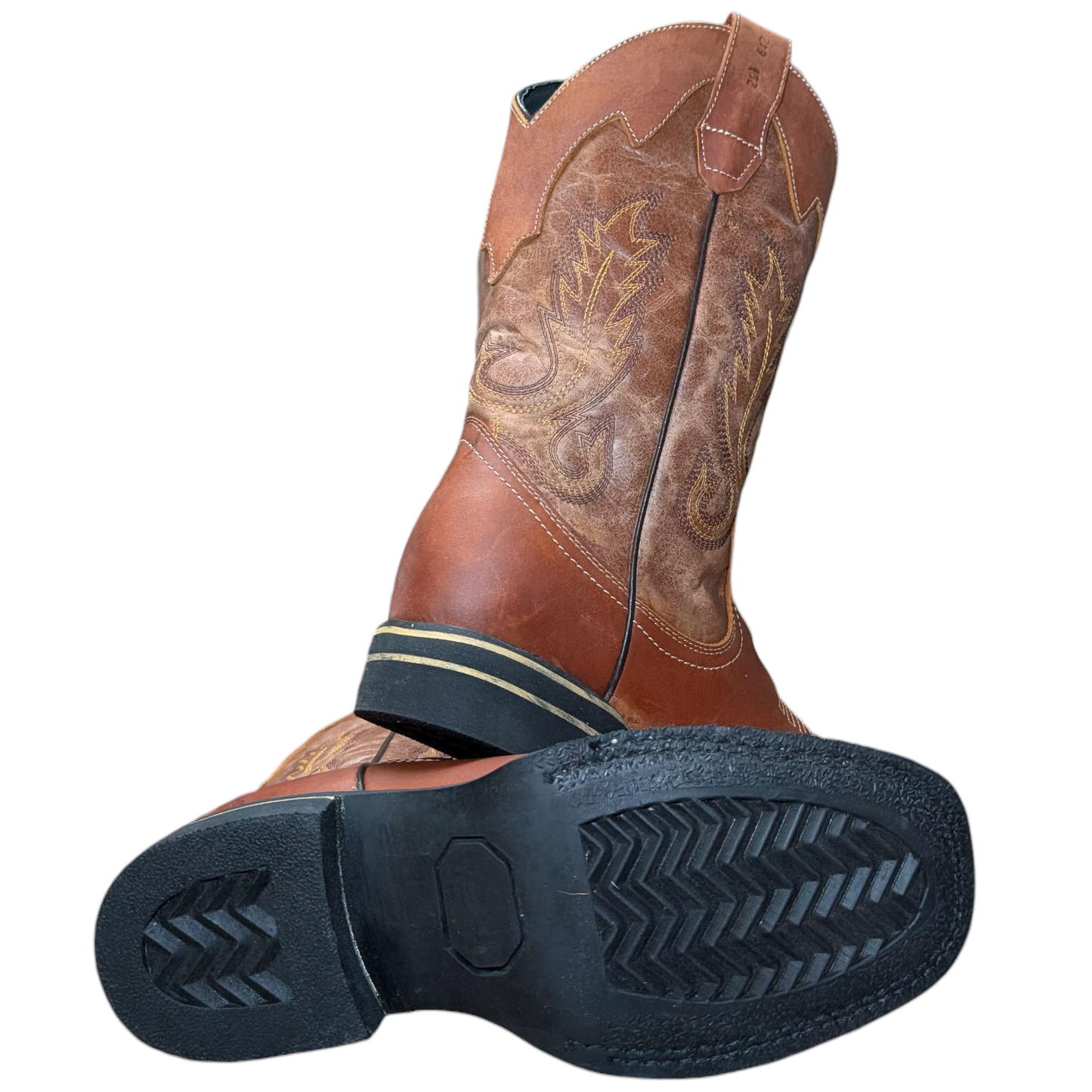 Unisex Cowboy Boots (0082) - 13" Rust Brown Leather w/ Rodeo Toe