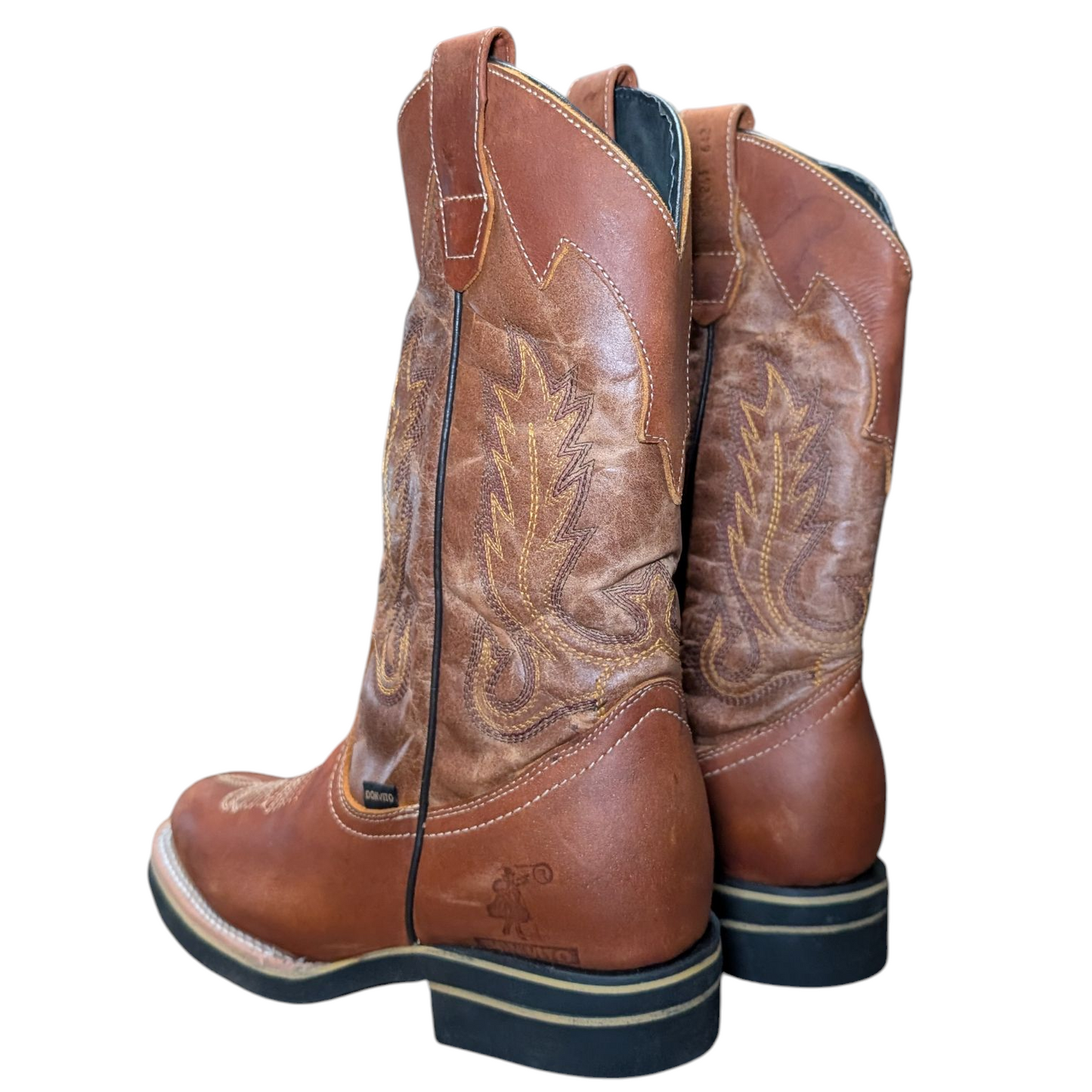 Unisex Cowboy Boots (0082) - 13" Rust Brown Leather w/ Rodeo Toe