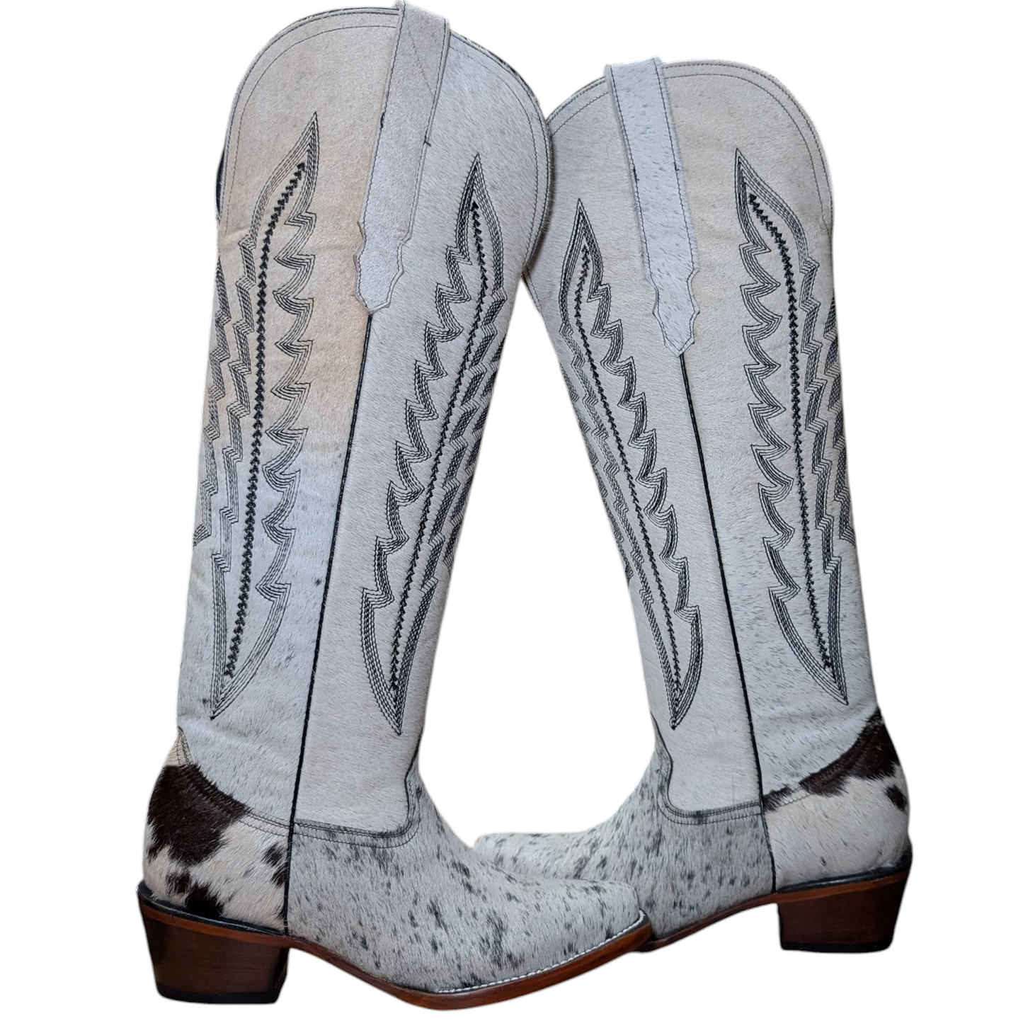 Women's Cowboy Boots (0094) - 21" Knee High Genuine Cowhide w/ Snip Toe