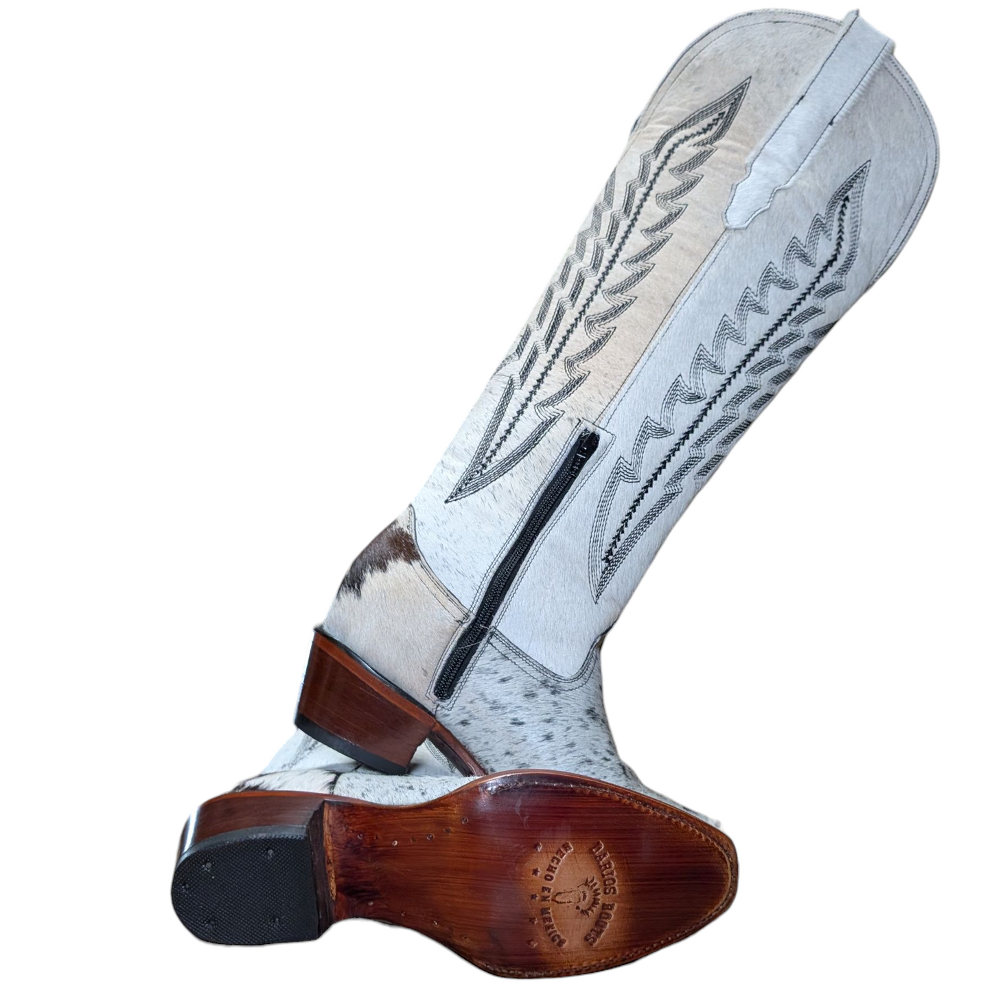 Women's Cowboy Boots (0094) - 21" Knee High Genuine Cowhide w/ Snip Toe