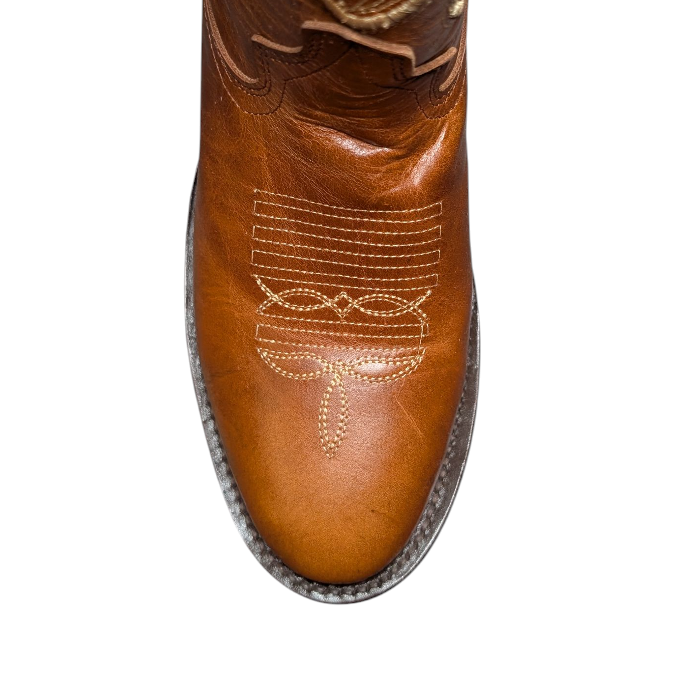 Men's Cowboy Boots (0083) - 13" Brown Leather w/ Western Stitching & Round Toe (Rubber sole)