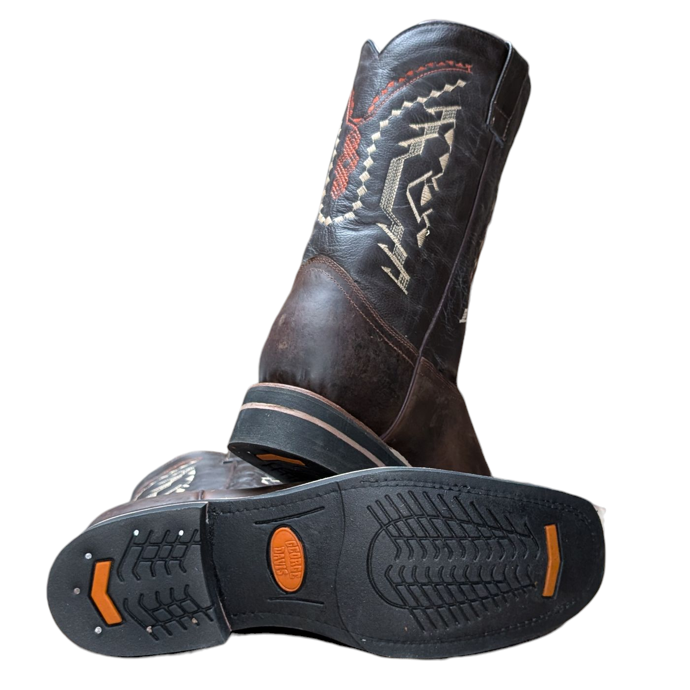 Men's Cowboy Boots (0084) - 12" Dark Brown & Black Leather w/ Square Toe