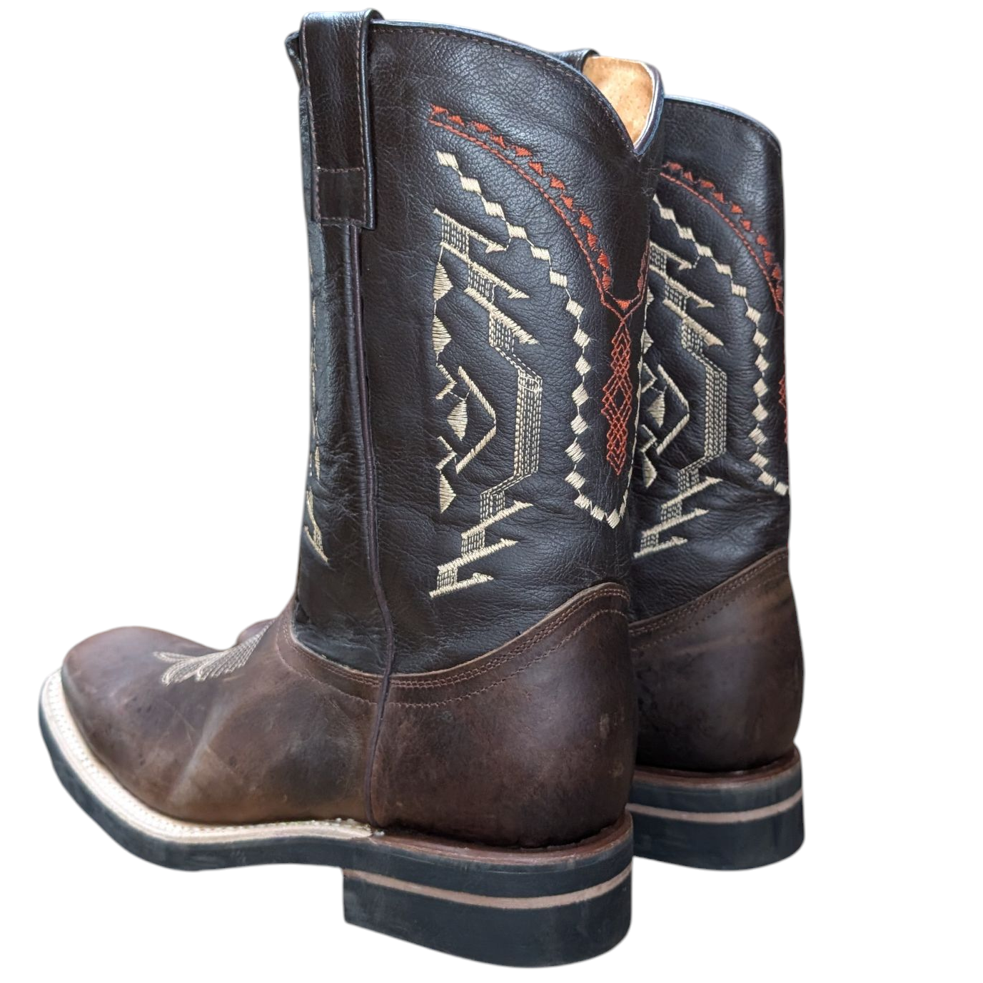 Men's Cowboy Boots (0084) - 12" Dark Brown & Black Leather w/ Square Toe