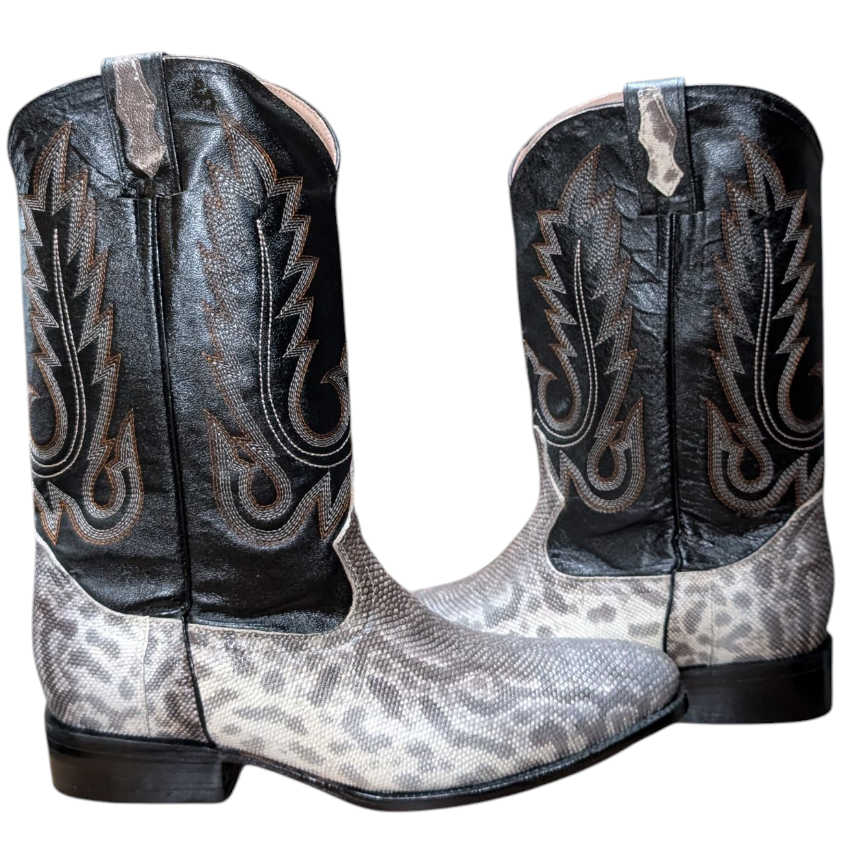 Men's Exotic Leather Cowboy Boots (0091) - 13" Snake Skin w/ Western Stitching & Round Toe