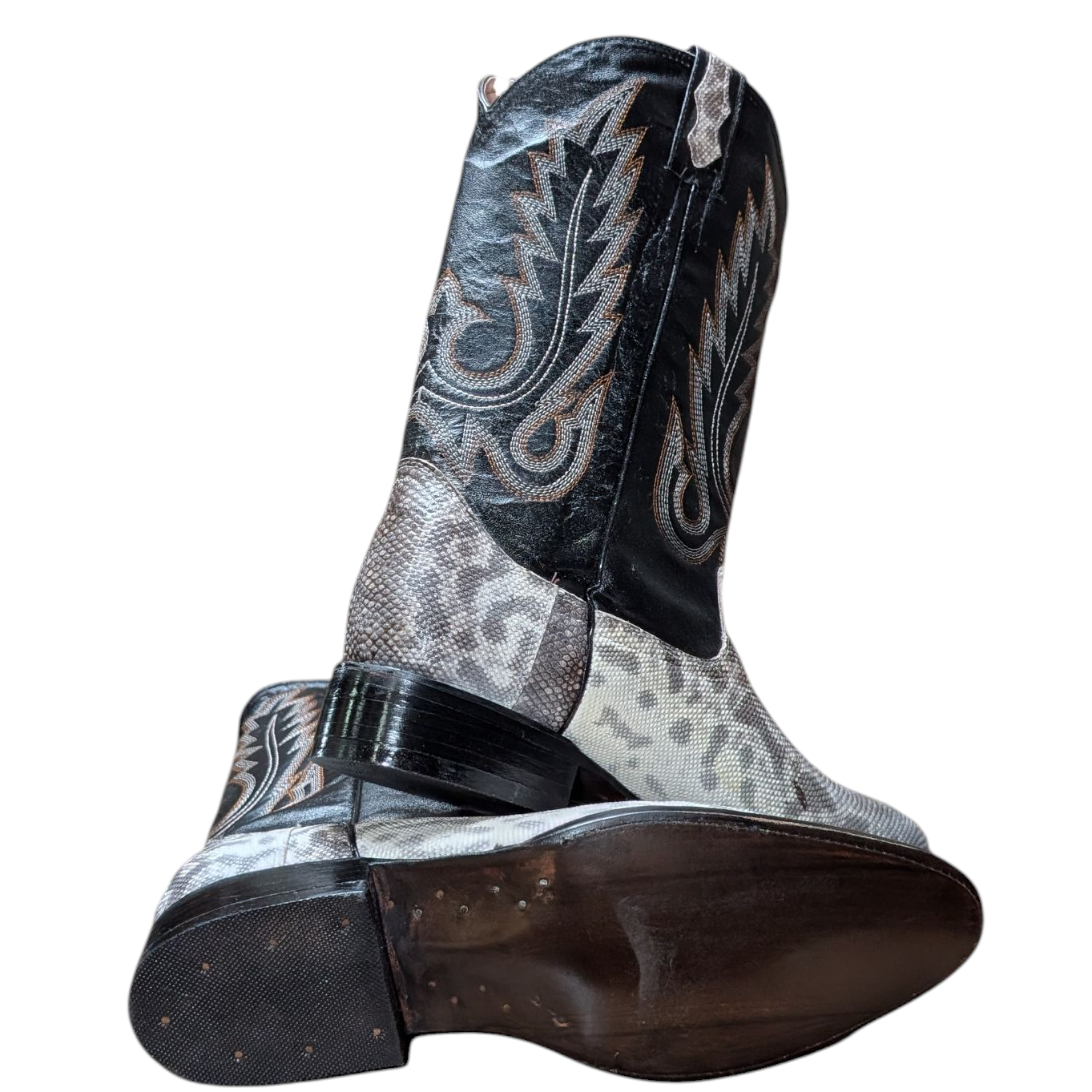 Men's Exotic Leather Cowboy Boots (0091) - 13" Snake Skin w/ Western Stitching & Round Toe