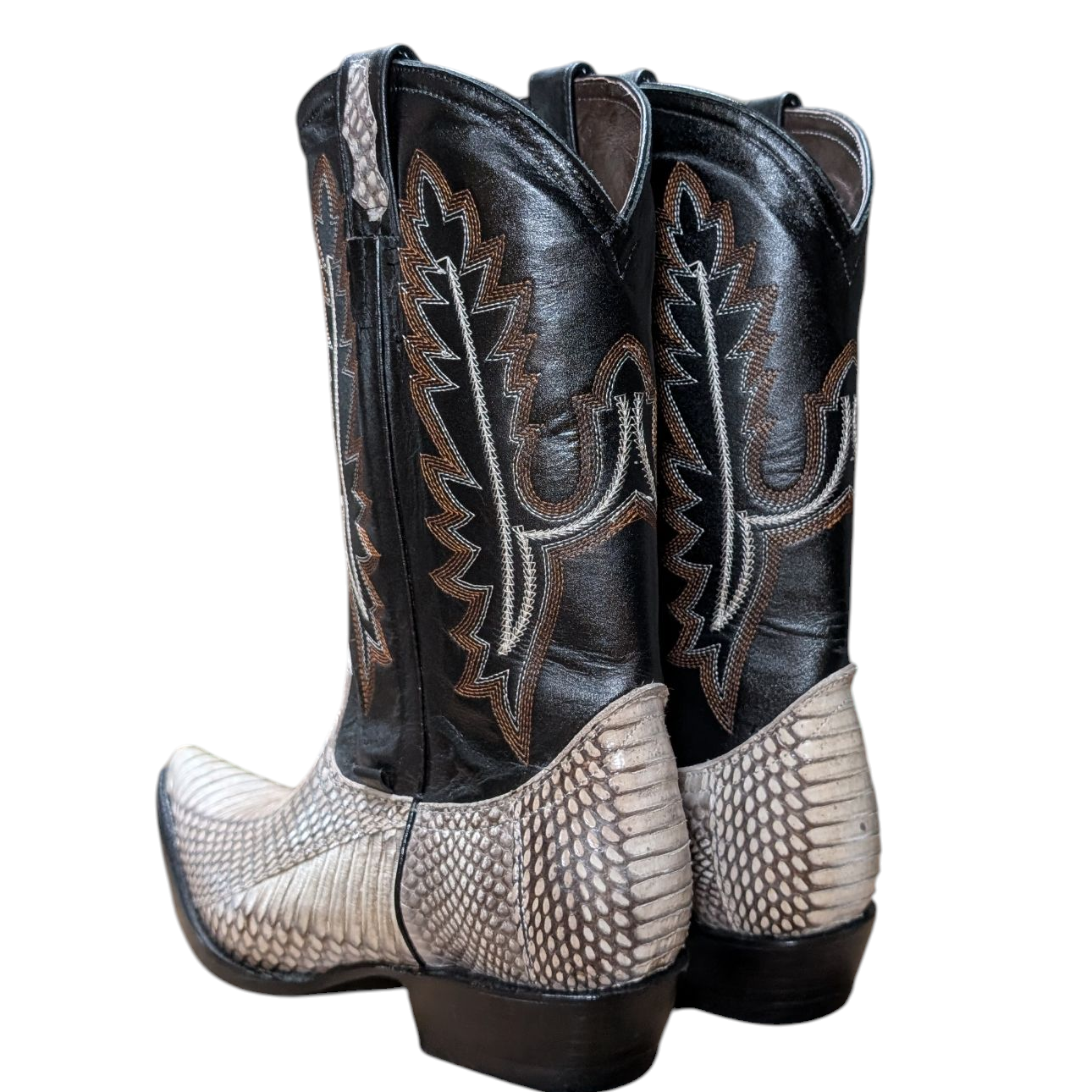 Men's Exotic Leather Cowboy Boots (0092) - 13.5" Python Snake Skin w/ Western Stitching & Pointed Toe