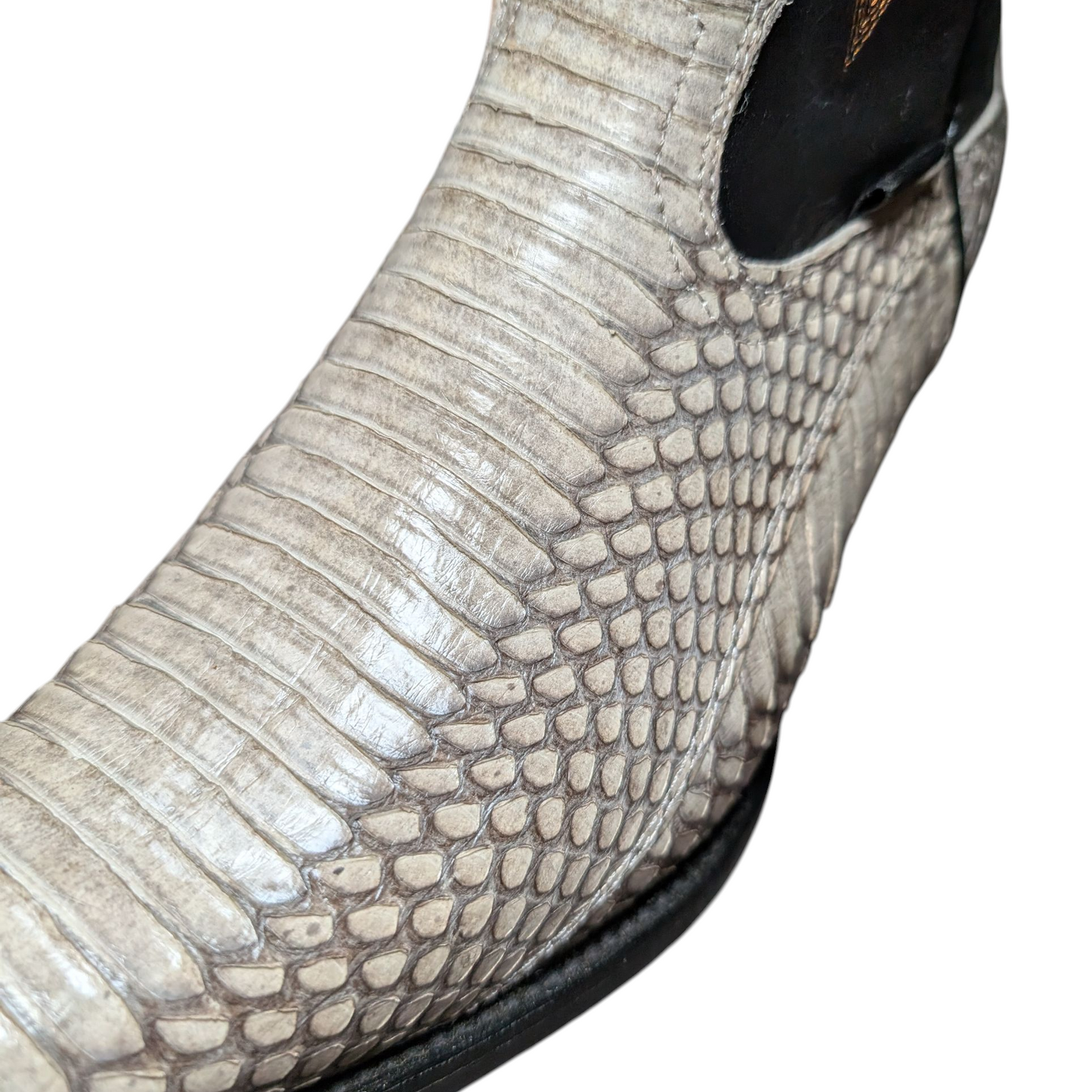 Men's Exotic Leather Cowboy Boots (0092) - 13.5" Python Snake Skin w/ Western Stitching & Pointed Toe
