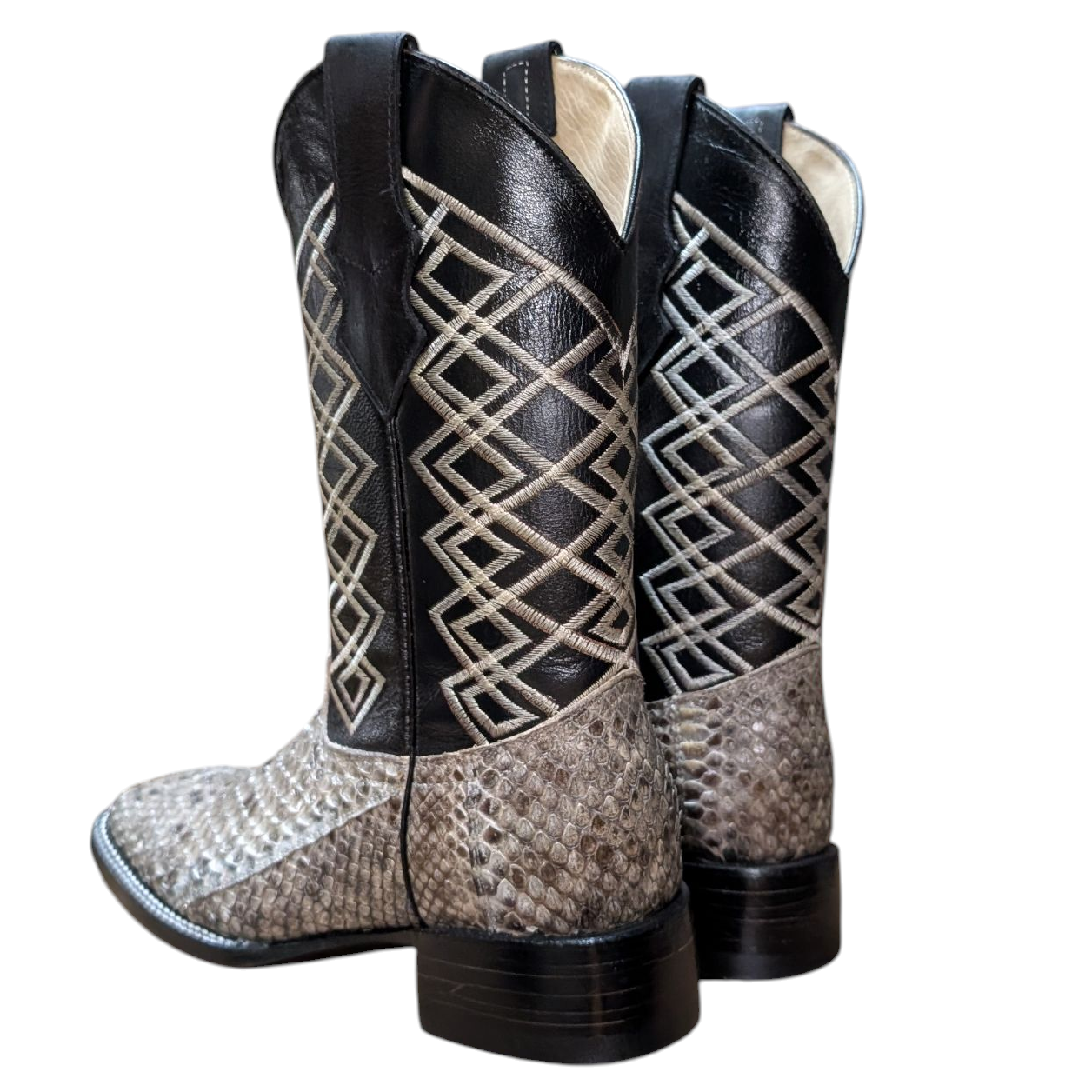 Men's Exotic Leather Cowboy Boots (0093) - 13.5" Snake Skin w/ Western Stitching & Square Toe