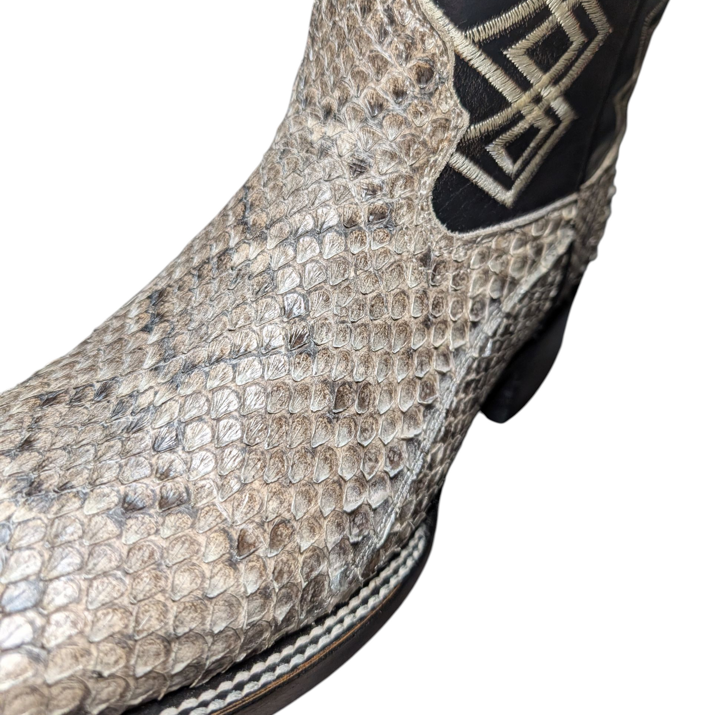 Men's Exotic Leather Cowboy Boots (0093) - 13.5" Snake Skin w/ Western Stitching & Square Toe