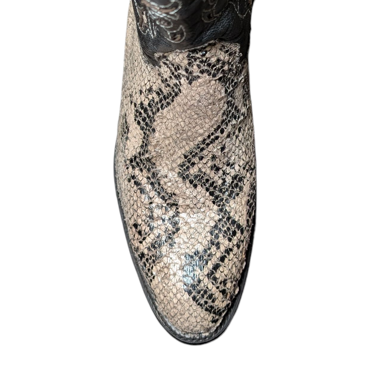 Men's Exotic Leather Cowboy Boots (0094) - 15.5" Python Snake Skin w/ Western Stitching & Round Toe