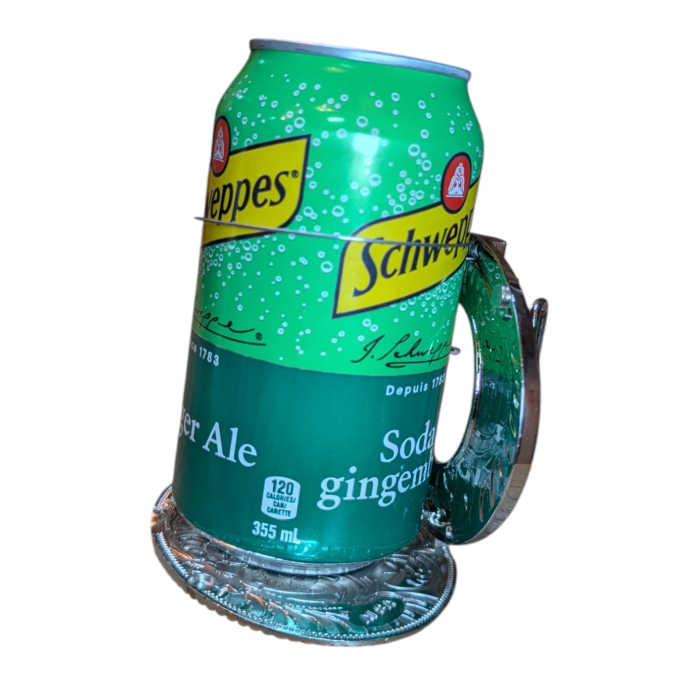 Western Buckle (0053) - Silver and Gold Longhorn - Can Holder