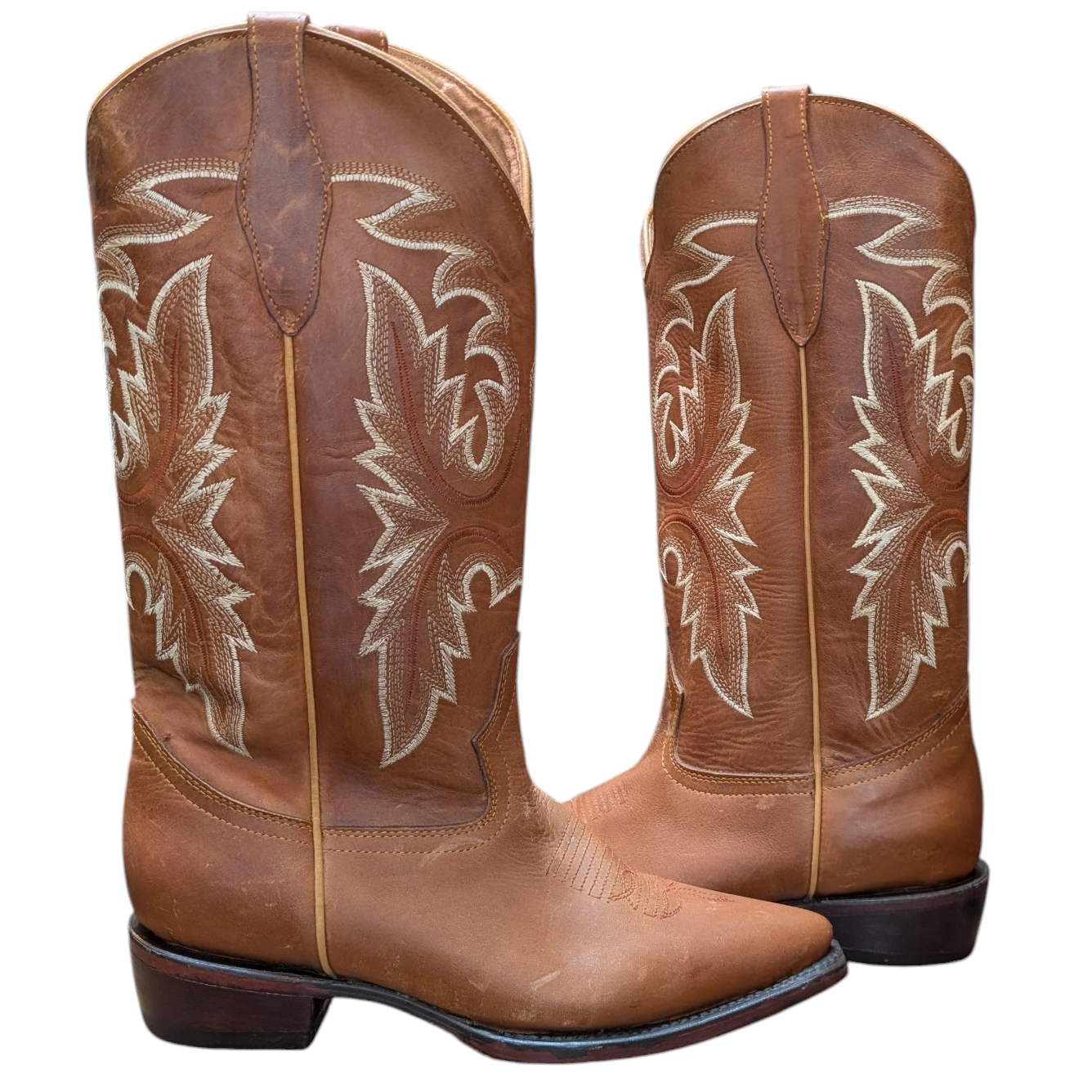 Women's Cowboy Boots (0098) - 15" Tan Brown w/ Round Toe
