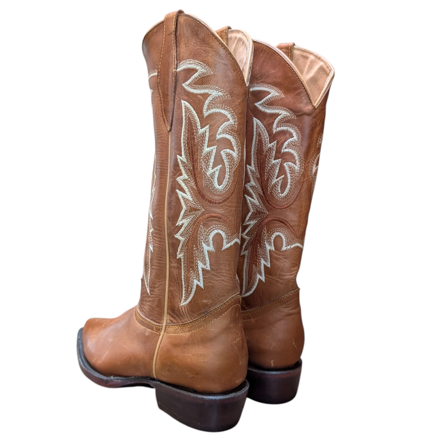 Women's Cowboy Boots (0098) - 15" Tan Brown w/ Round Toe