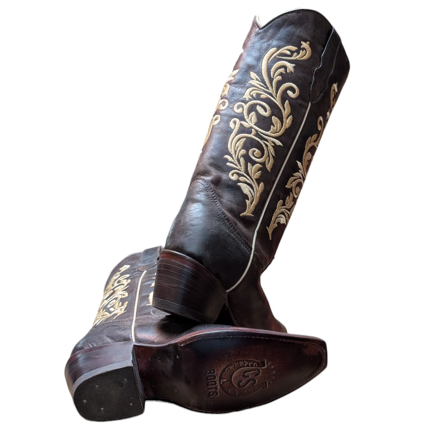 Women's Cowboy Boots (0100) - 15.5" Dark Rustic Brown Leather w/ Snip Toe (style2)