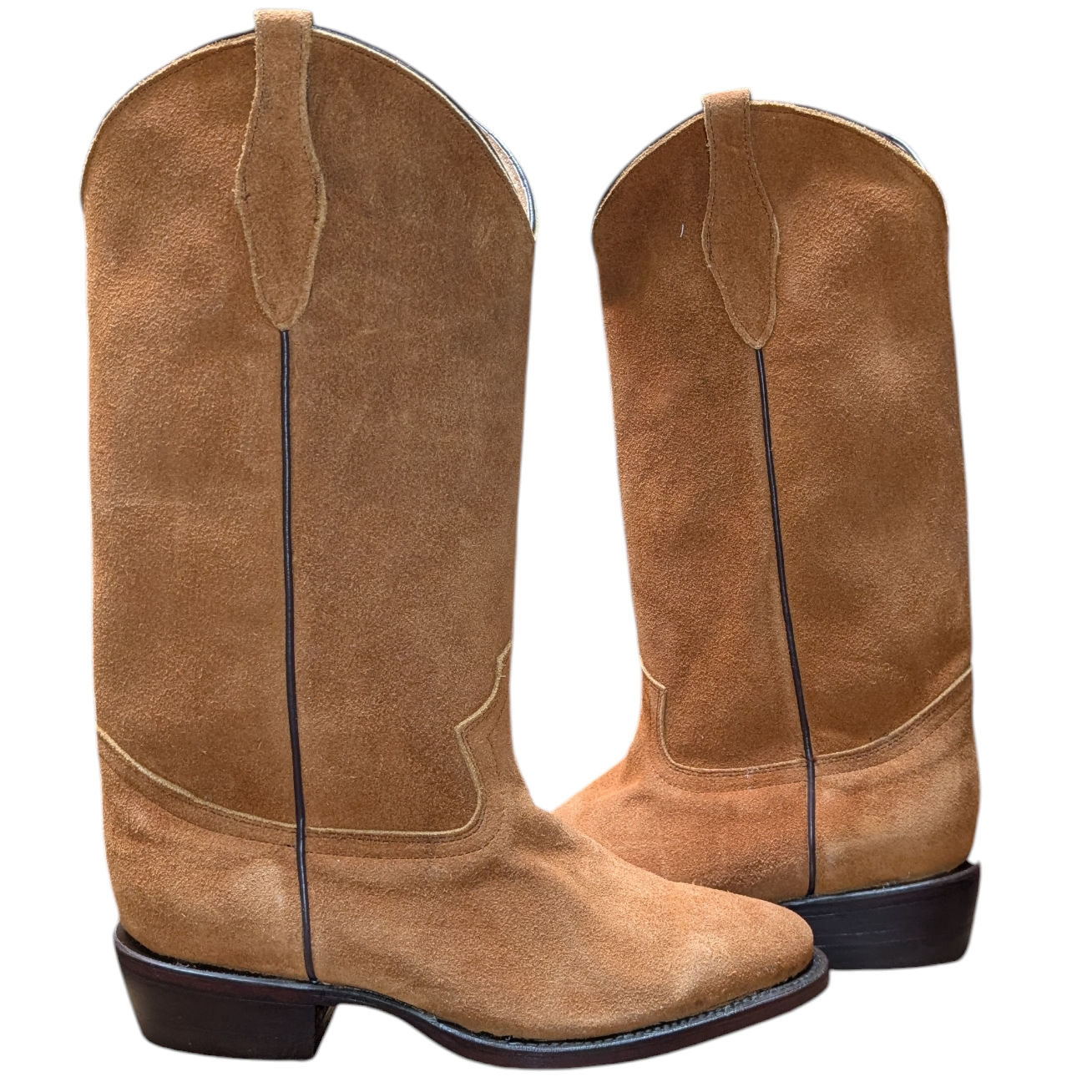 Women's Cowboy Boots (0039) - 14.5" Cinnamon Brown Suede Boot w/ Round Toe