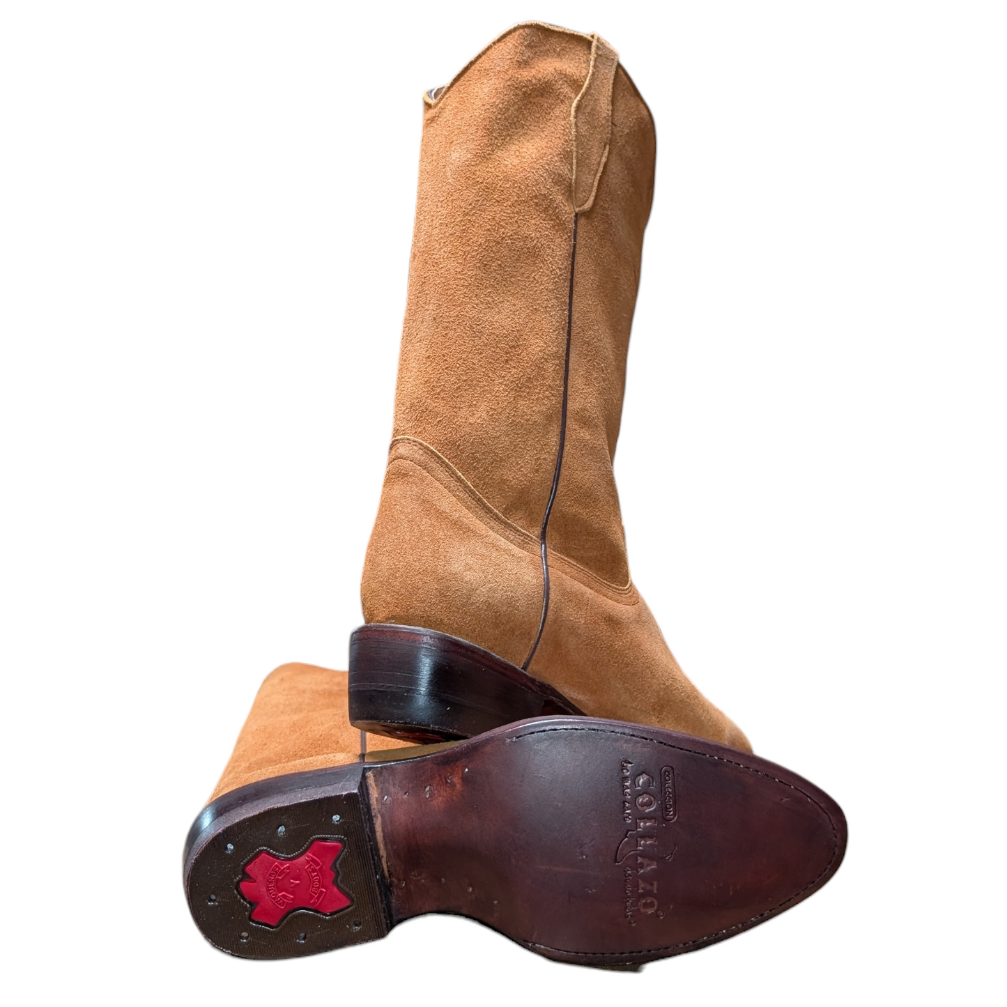 Women's Cowboy Boots (0039) - 14.5" Cinnamon Brown Suede Boot w/ Round Toe