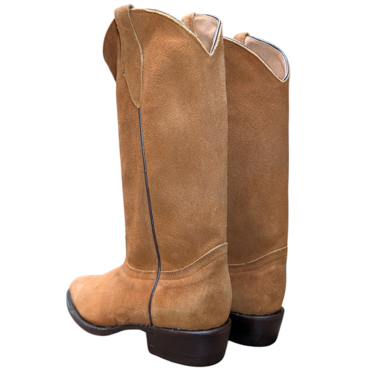 Women's Cowboy Boots (0039) - 14.5" Cinnamon Brown Suede Boot w/ Round Toe