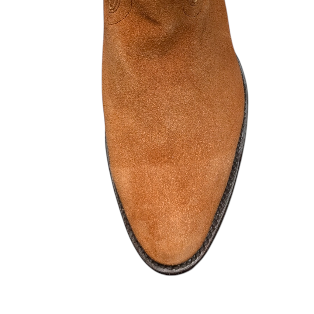 Women's Cowboy Boots (0039) - 14.5" Cinnamon Brown Suede Boot w/ Round Toe