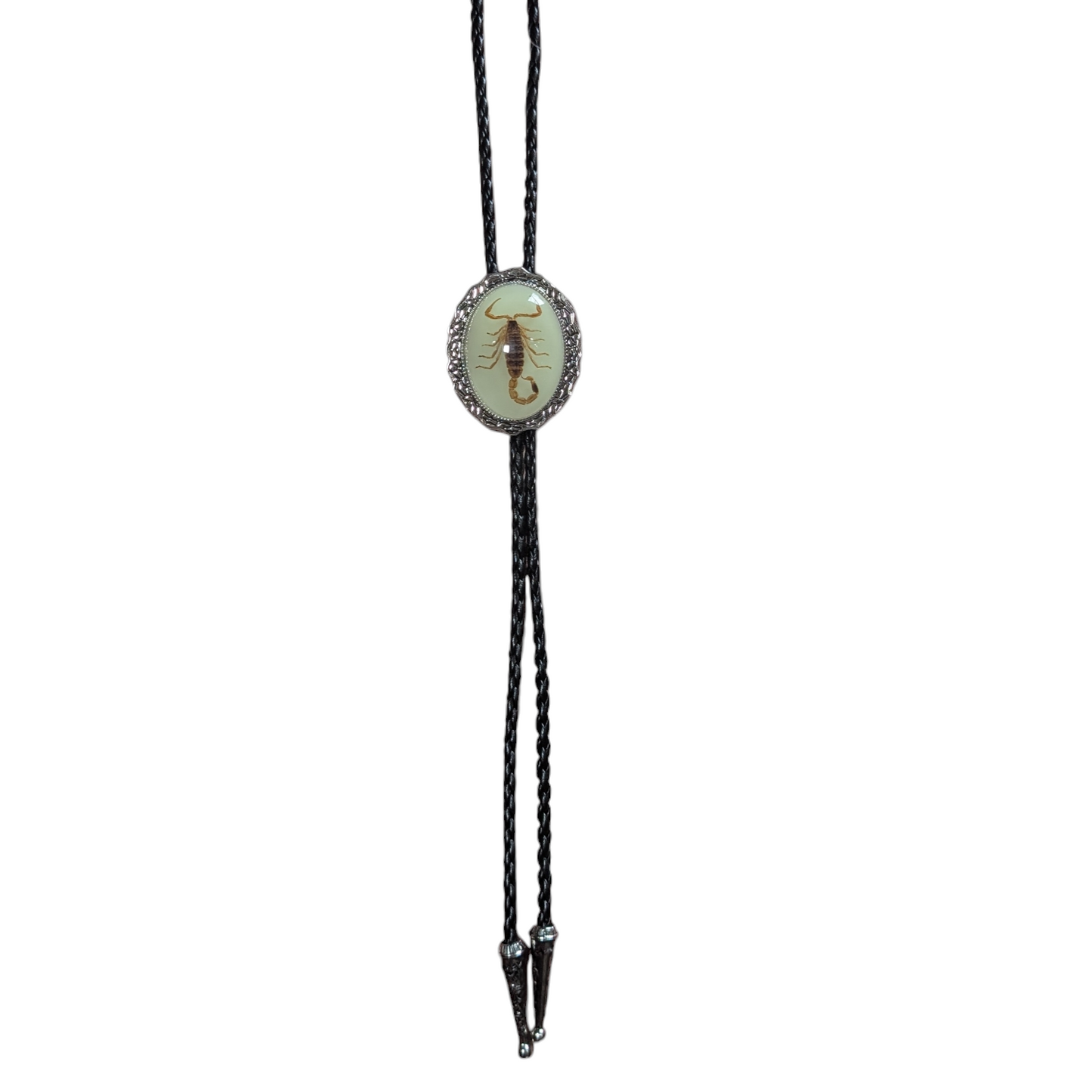 Western Bolo Tie (0056) - Silver w/ Genuine Scorpion