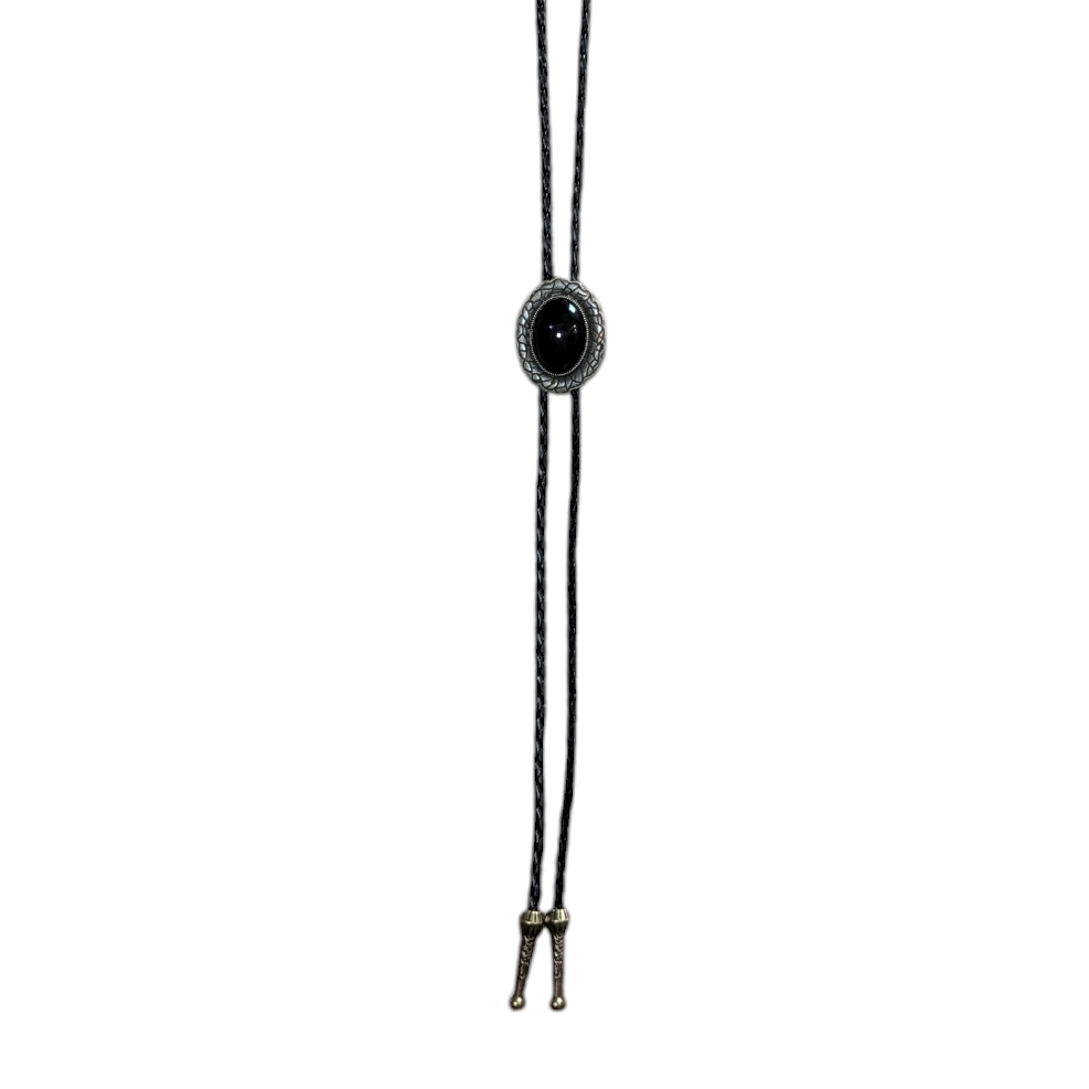 Western Bolo Tie (0059) - Bronze w/ Black Oval Stone