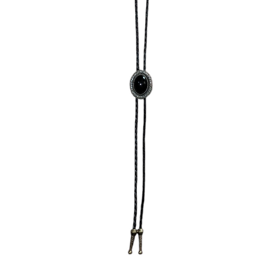 Western Bolo Tie (0059) - Bronze w/ Black Oval Stone