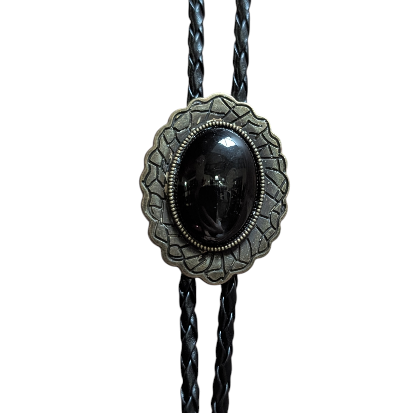 Western Bolo Tie (0059) - Bronze w/ Black Oval Stone