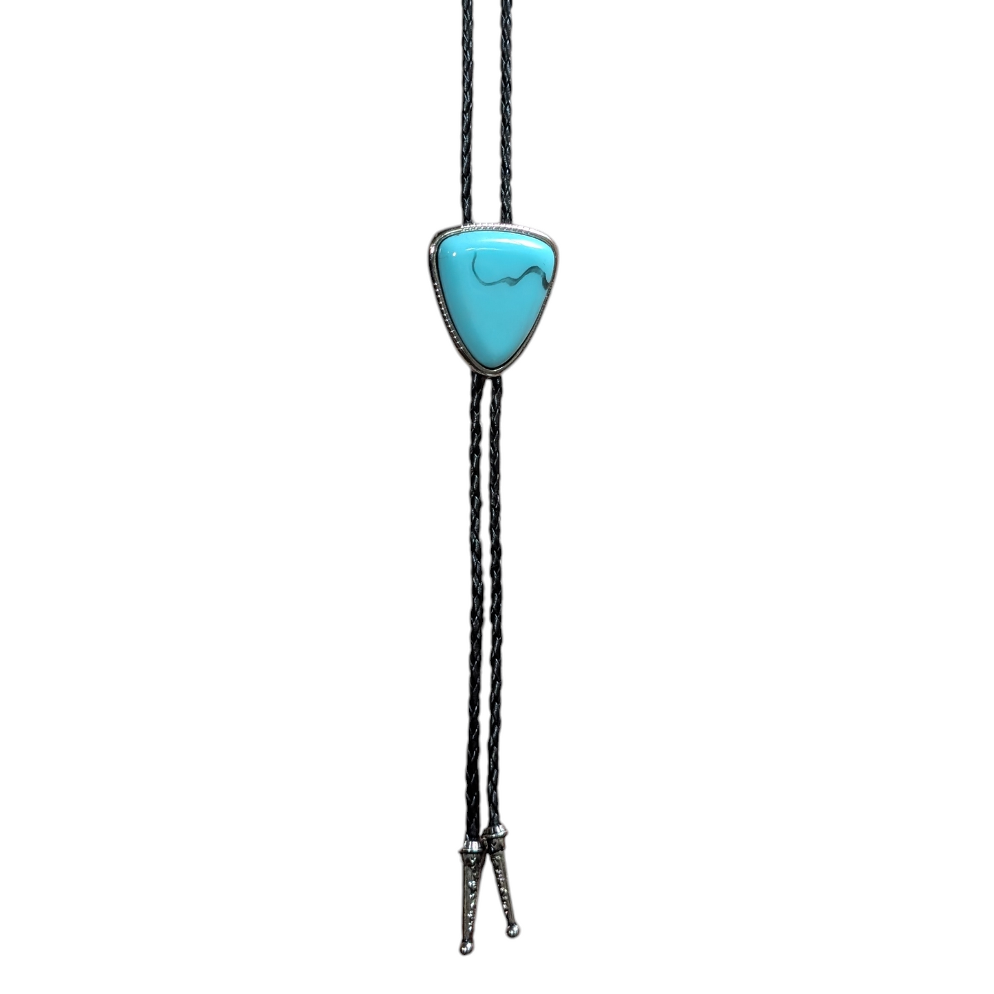 Western Bolo Tie (0063) -  Silver w/ Turquoise Stone