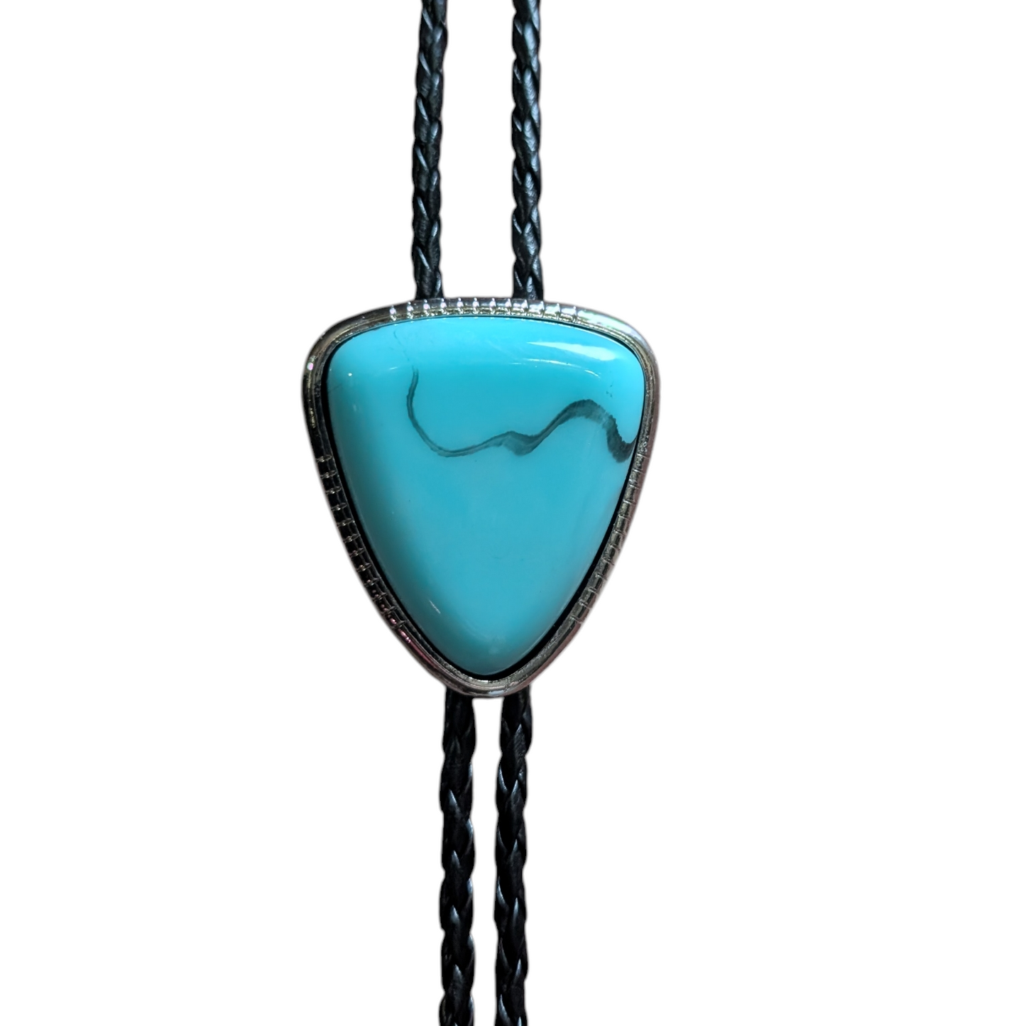 Western Bolo Tie (0063) -  Silver w/ Turquoise Stone