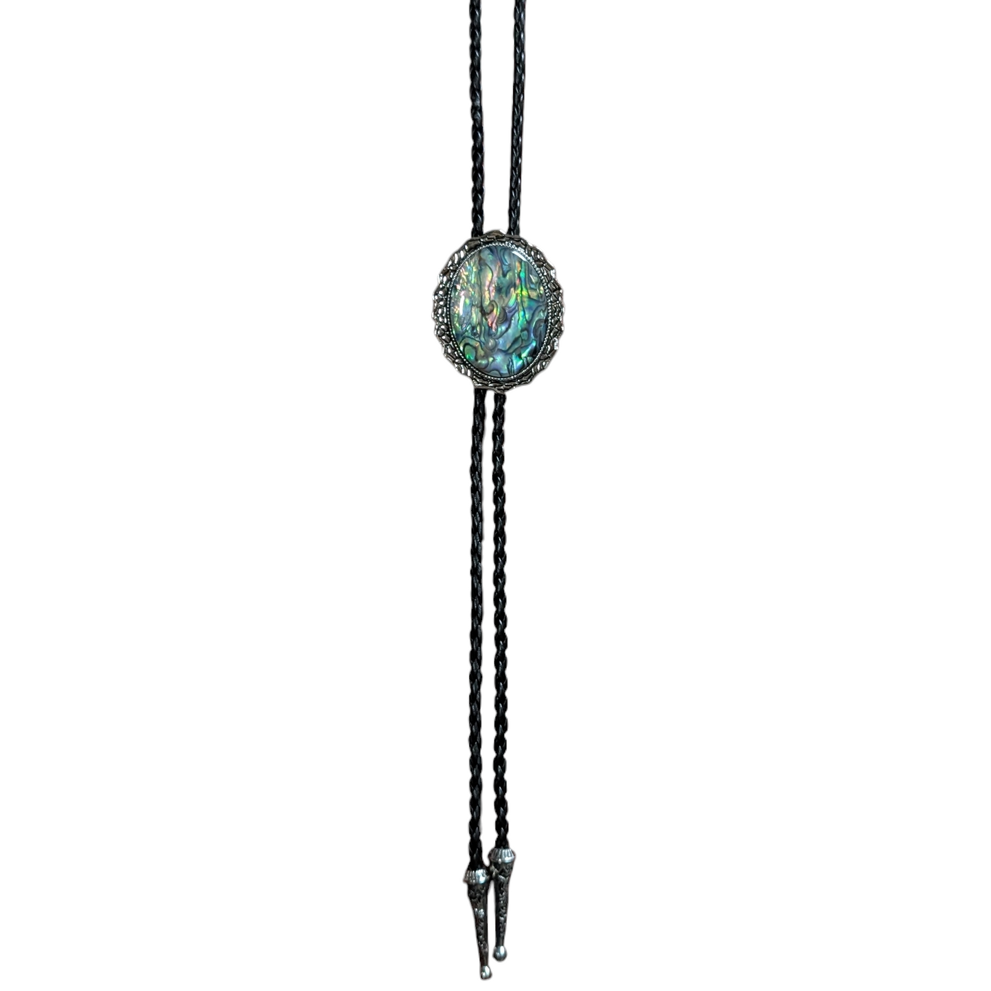 Western Bolo Tie (0067) - Silver w/ Multi-Color Stone