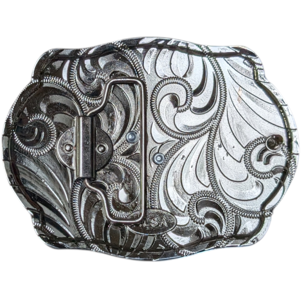 Western Buckle (0065) - Black & Silver w/ Gold Bull Rider