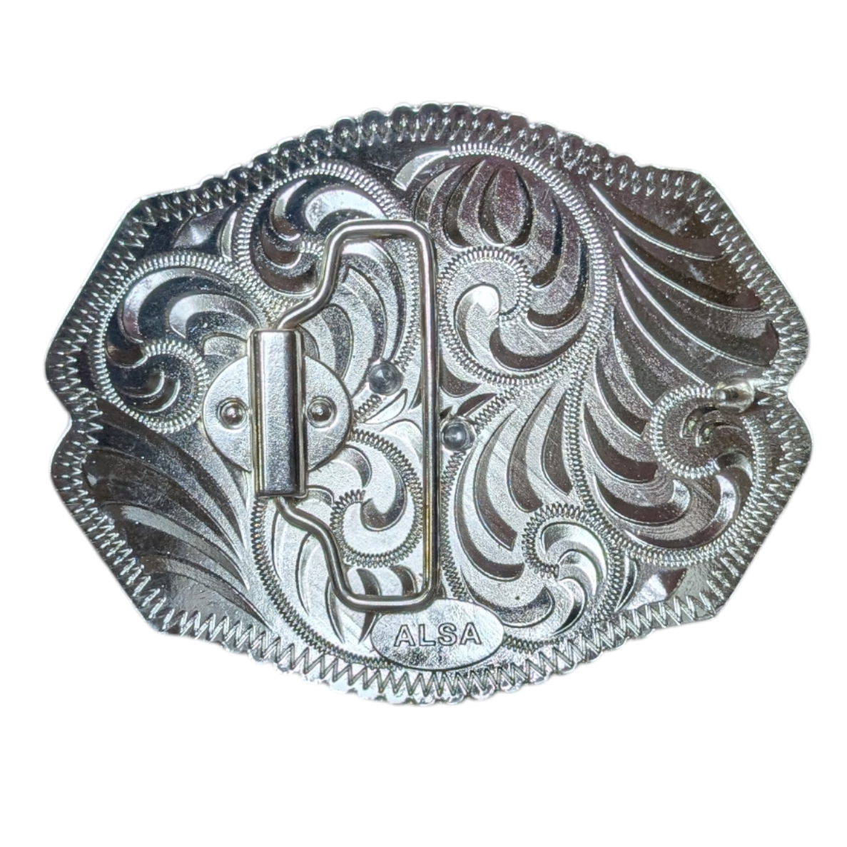 Western Buckle (0061) -Silver & Black w/ Gold Longhorn