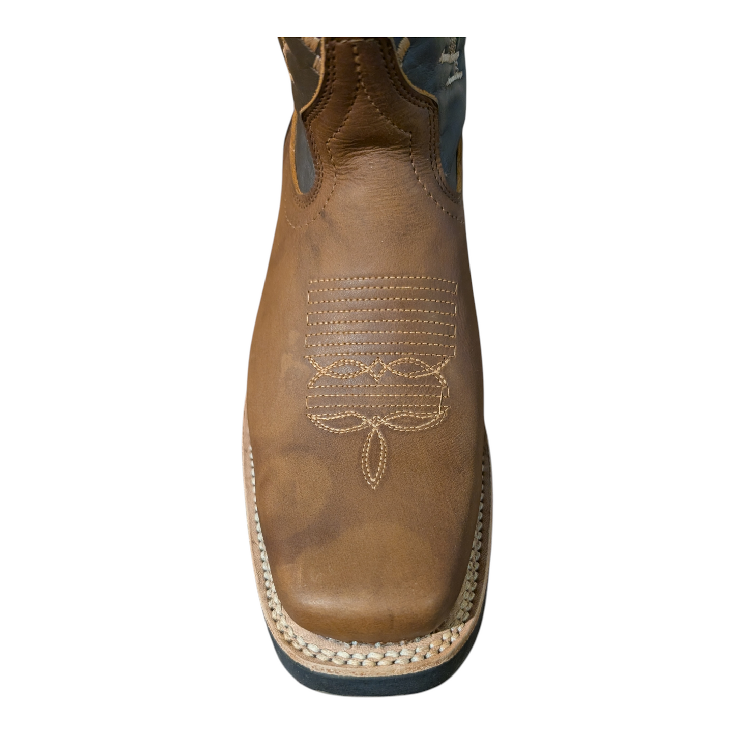 Cowboy Boots (0097) - 12" Brown Leather w/ Square Toe