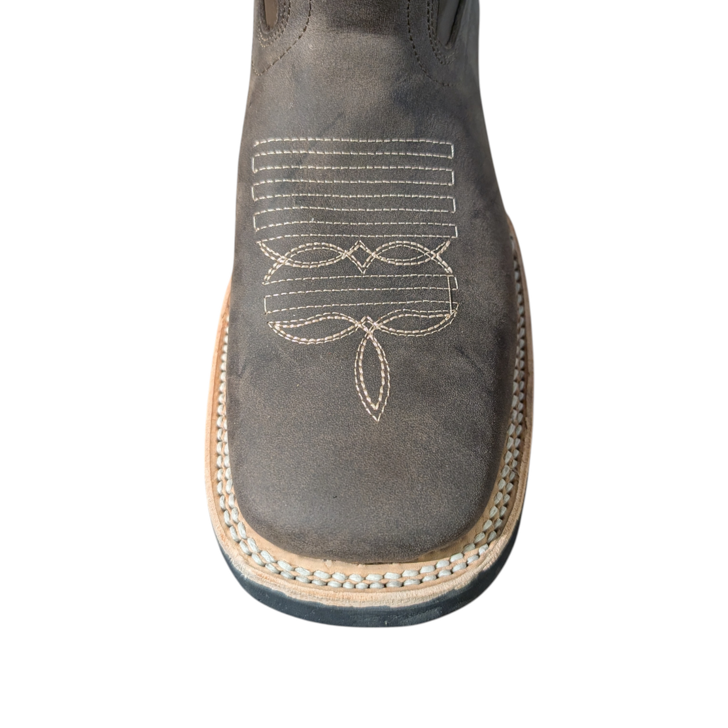 Cowboy Boots (0099) - 12" Brown Tribal Design Leather w/ Wide Square Toe