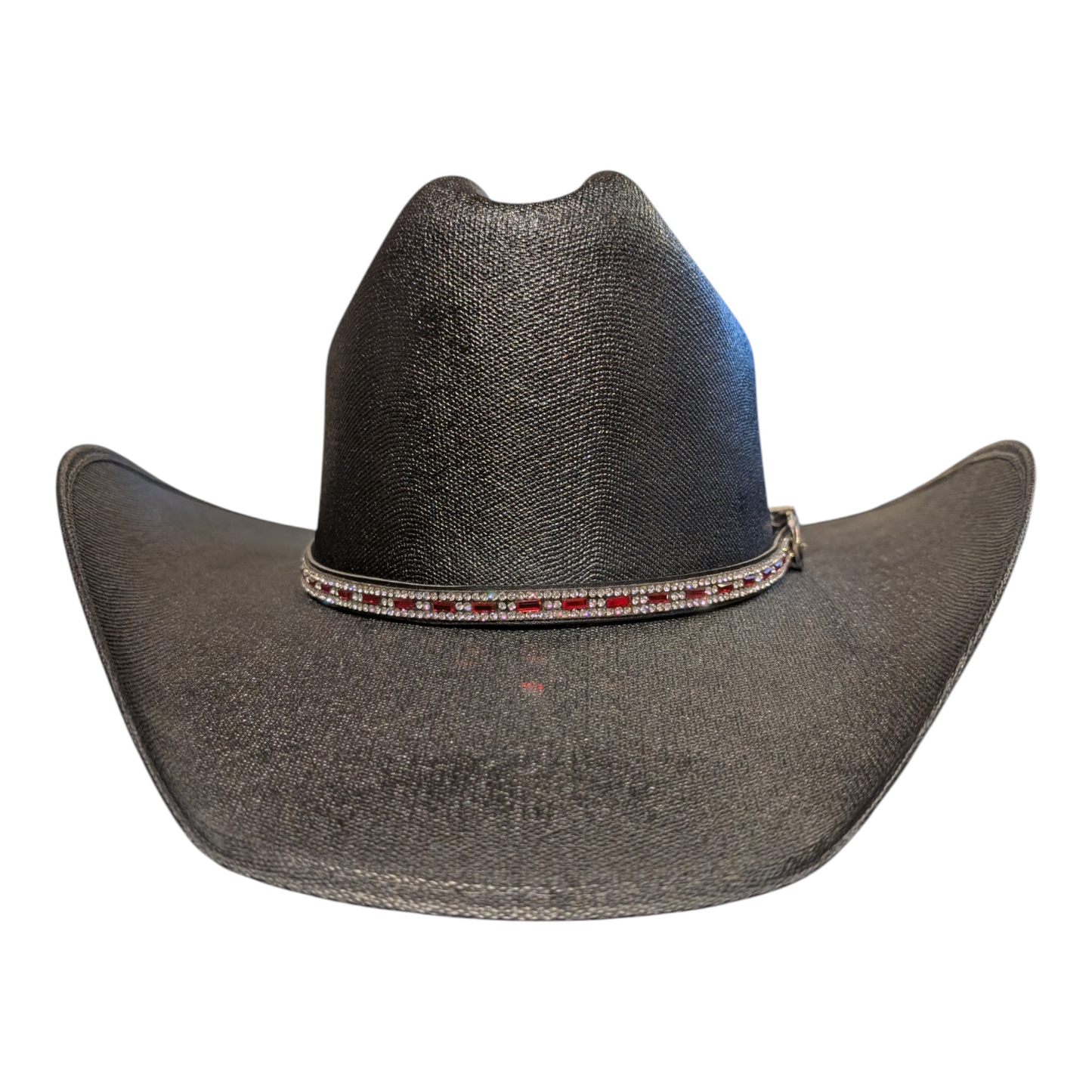 Hat Band (0007) Silver & Red Rhinestones