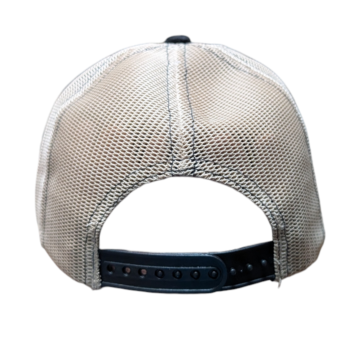 Western Cap (0001) - Black and Beige Mesh w/ Longhorn Stitching